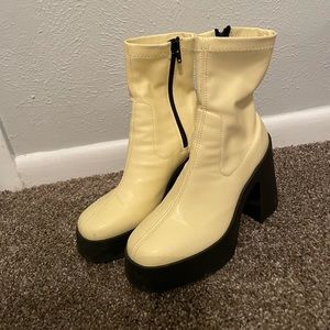 Asos light yellow platform boots never worn